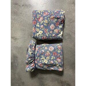 Waverly Garden Room Masterpiece Shabby Chic King Flat & Fitted Sheet Set VGUC